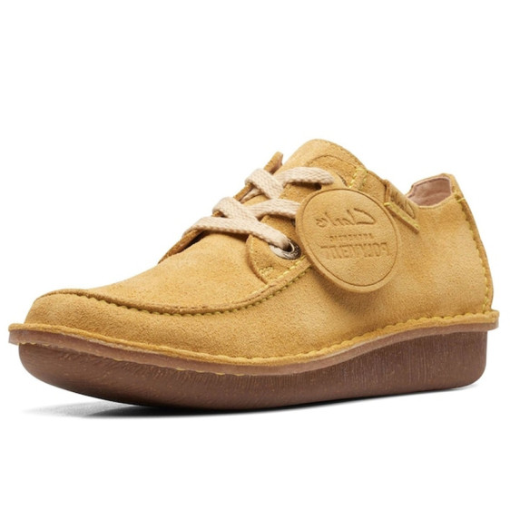 detail OBUV CLARKS FUNNY DREAM YELLOW SUEDE